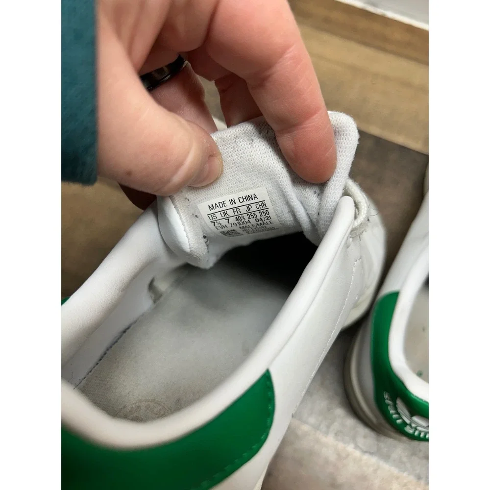 Adidas Stan Smith Sneakers White Green Leather Lace Up Men's Size 7 Shoes‎